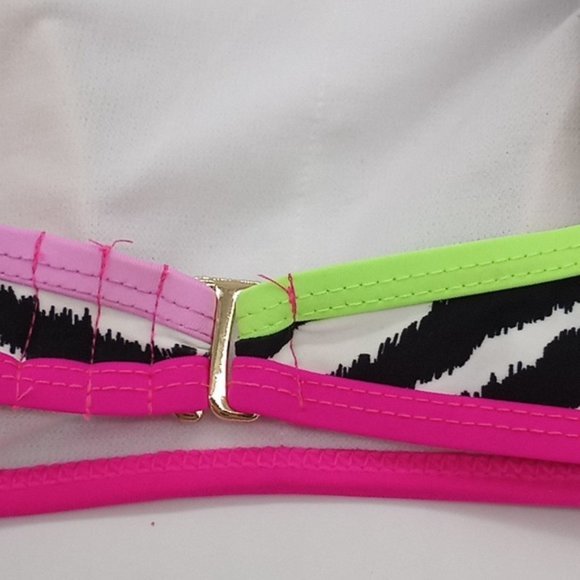 California Waves Asymmetric Bikini Swim Top Bikini Bottom 2pc Set Zebra XS - Picture 8 of 14